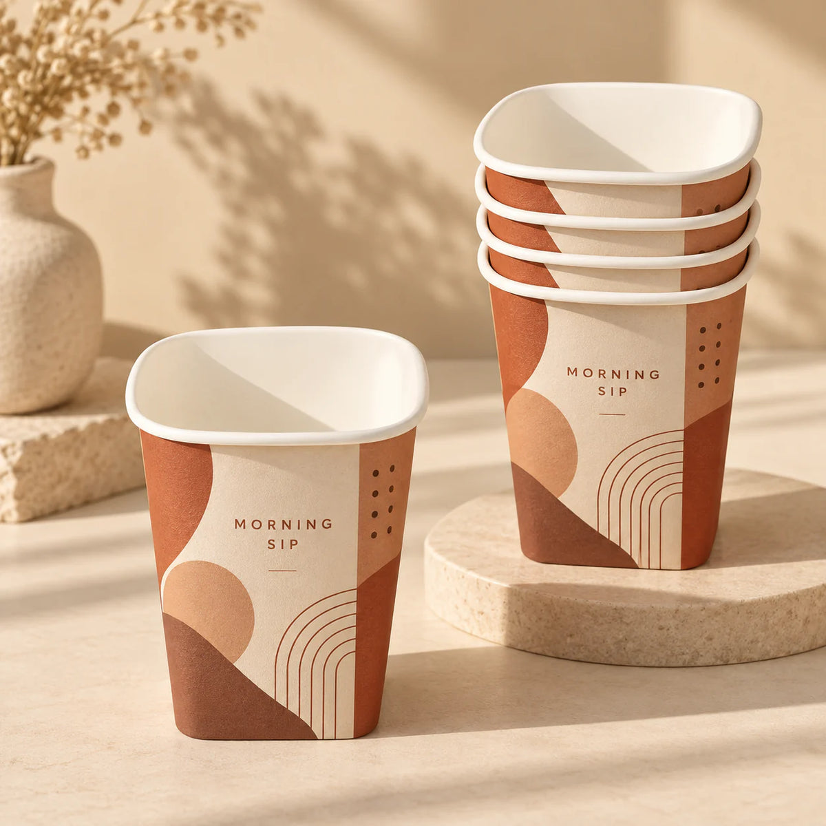 Custom Square Bottom Paper Cups