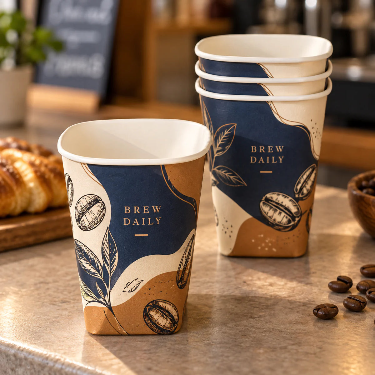 Custom Square Bottom Paper Cups