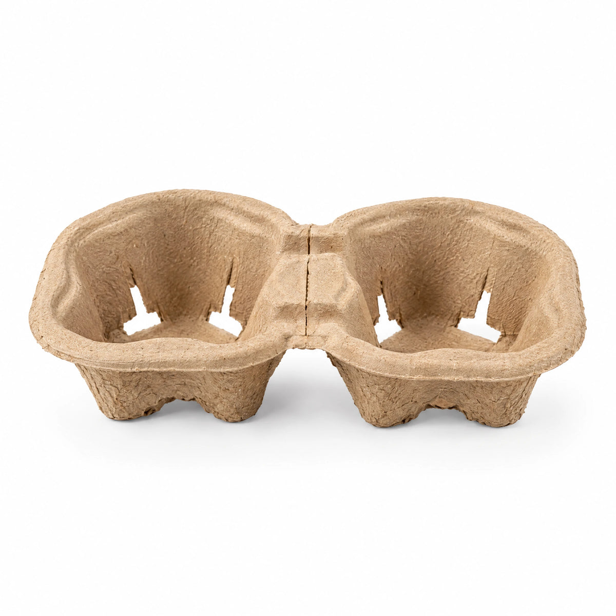Tearable molded pulp holder with two joined cup recesses